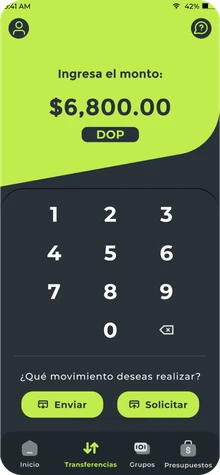 Send or request money screen: a keypad for the amount and Send and Request buttons.