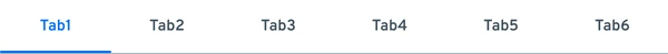 A group of six equal-width tabs with the first one selected.