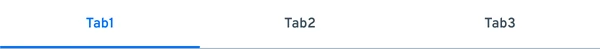 A group of three equal-width tabs with the first one selected.