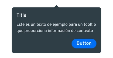 Rich tooltip with a title, sample text, a button and the arrow centered on top.